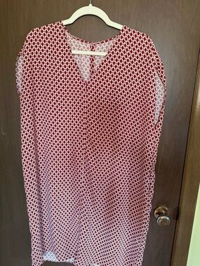 Red and White Geometric Sleeveless Tunic
